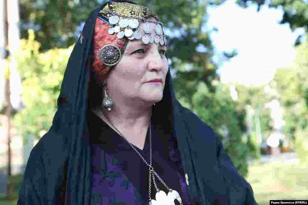 A woman wears Avar dress to a public event celebrating Daghestan&#39;s Constitution Day on July 26.