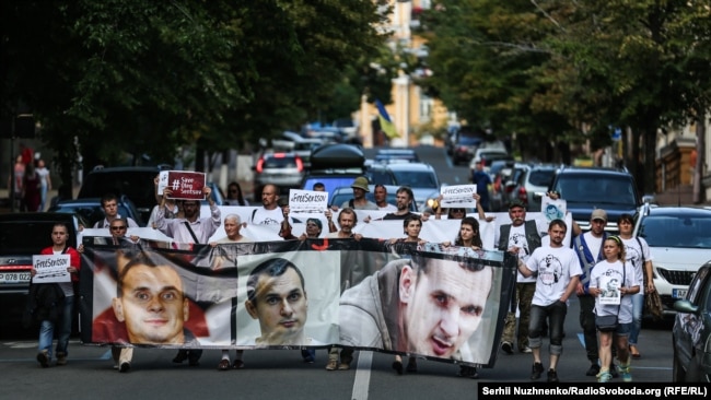 Акция в поддержку Олега Сенцова в Киеве, июль 2018 года