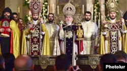 Armenia - Catholicos Garegin II (C) celebrates a Christmas mass at the Echmiadzin cathedral of the Armenian Apostolic Church, 6 January 2015. 