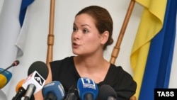 Мария Гайдар на пресс-конференции в Одессе 22 июля