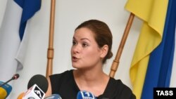 Мария Гайдар на пресс-конференции в Одессе 22 июля