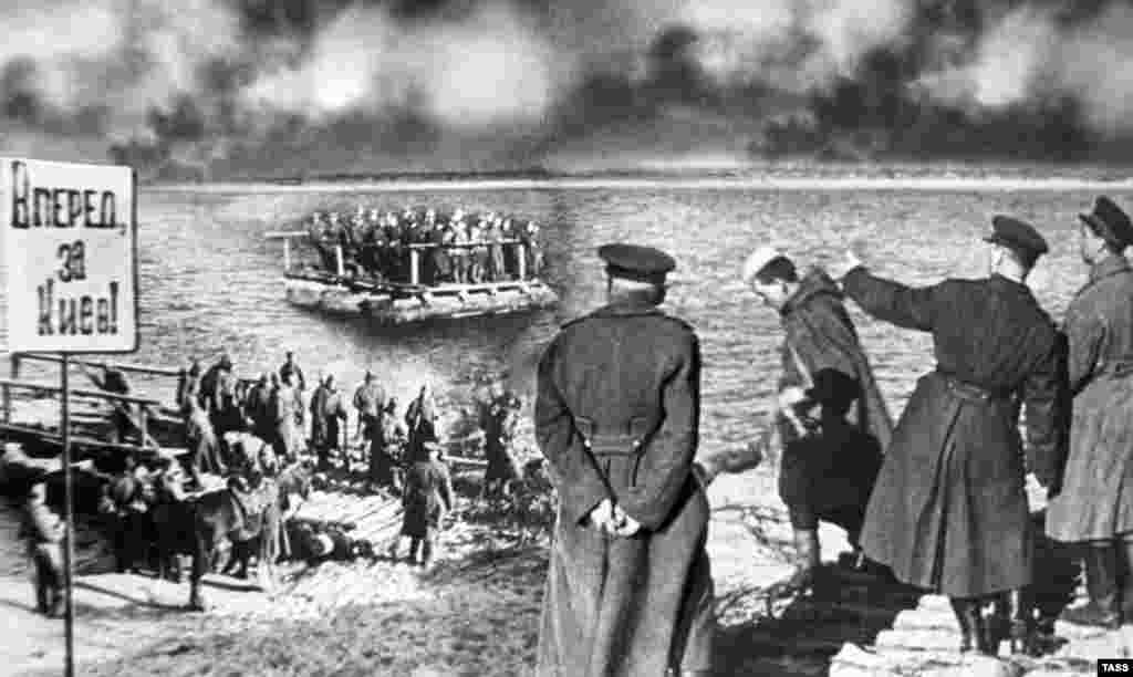 During World War II, a sacred period of history for the Soviet Union during which it lost some 20 million lives, the retouchers attempted to improve on reality. This clumsy photo montage of Red Army troops crossing the Dnieper River was probably created by stacking a snippet of one photographic negative atop another.