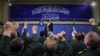 Iran - Supreme Leader Ali Khamenei waves to the commanders of Revolutionary Guards during a meeting in Tehran on September 18, 2016.