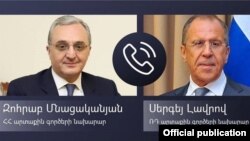 Министр иностранных дел Армении Зограб Мнацаканян (слева) и глава МИД России Сергей Лавров 