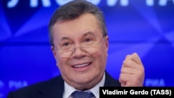 Віктор Янукович дає прес-конференцію в Москві, лютий 2019 року