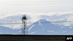 Turkey -- A Turkish army watch tower on the border gate with Armenia, in Akyaka, province of Kars, 15Apr2009