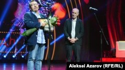 "Хрусталь" фильмінің продюсері Валерий Дмитроченко (сол жақта) және қазылар алқасының төрағасы Сергей Бодров. Алматы, 19 қыркүйек, 2018 жыл. 