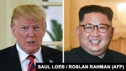 ABŞ prezidenti Donald Trump (solda) və Şimali Koreya lideri Kim Jong Un