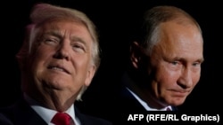 A combo photo of US President Donald Trump and Russian President Vladimir Putin