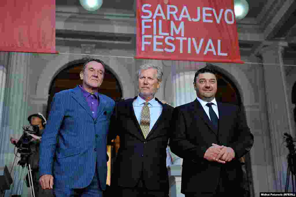 Režiser norveškog filma &quot;Redoslijed nestanka&quot;&nbsp;Hans Petter Moland (u sredini) i hrvatski glumac&nbsp;Goran Navojec (desno)