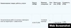 Скріншот з сайту підконтрольного Росії уряду Севастополя