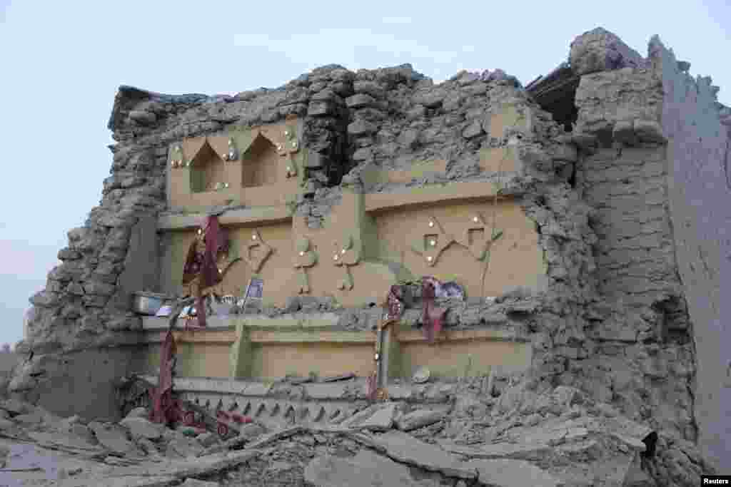 The rubble of a house is seen after it collapsed following the quake in Awaran.