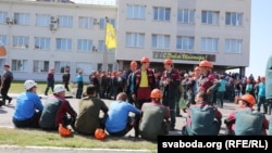 Страйк шахтараў у Салігорску, жнівень 2020 году.

