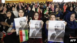 Ҳаводорони номзади муҳофизакор ба мақоми раисҷумҳури Эрон, Муҳаммадбоқири Қолибоф. Теҳрон, моҳи майи 2017