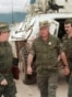 Bosnia-Herzegovina - This file photo taken in Sarajevo on August 10, 1993 shows Commander of Serbian forces in Bosnia General Ratko Mladic (C) arriving at the airport of Sarajevo.