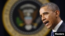 U.S. -- U.S. President Barack Obama delivers remarks at the White House in Washington, 28Nov2012