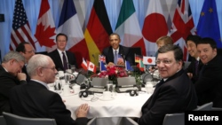 G7 leaders meeting in The Hague on March 24, where they rebuked Moscow and expressed support for the Ukrainian government