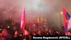 An anti-government protest in Belgrade on January 26.