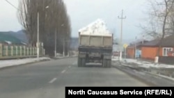 More than 800 truckloads of snow have been brought to Veduchi in three days.