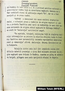 Document: Notă E.L. [Europa liberă], ACNSAS, I 203447, vol. 3, f. 48 şi f. 49.