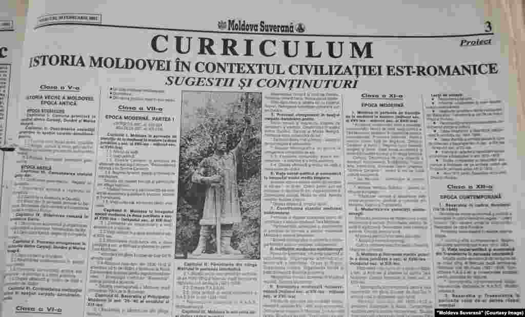 &quot;Moldova Suverană&quot;, 20 februarie 2002, noul curs de istorie