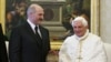 Belarusian President Alyaksandr Lukashenka and his 5-year-old son, Mikalay, meet with Pope Benedict XVI in the Vatican on April 27.