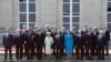France -- US President Barack Obama participates in a group photo of world leaders attending the D-Day 70th Anniversary ceremonies at Chateau de Benouville in Benouville, June 6, 2014