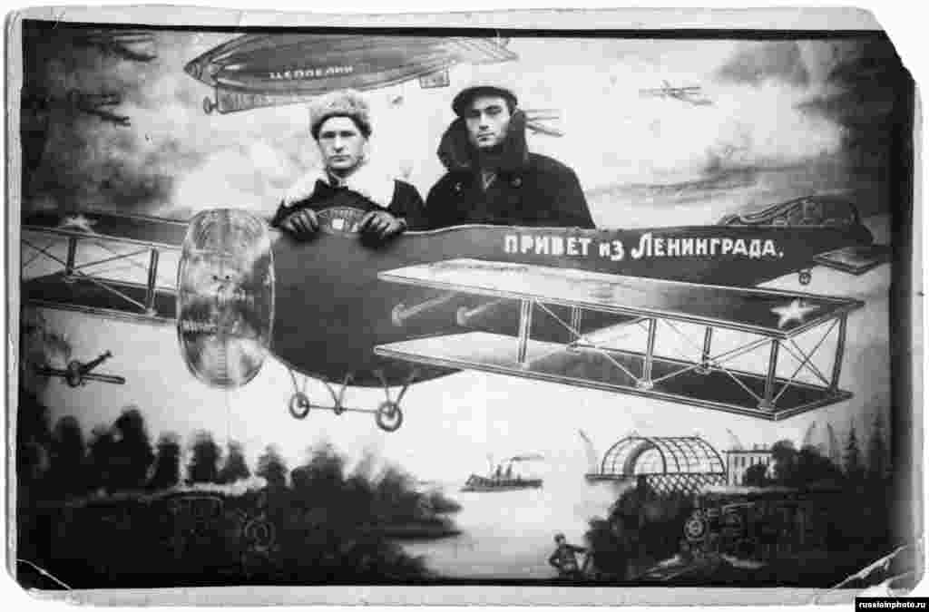 ...and planes. This is one of the few pictures of its kind made after Russia&#39;s 1917 Bolshevik Revolution. The plane reads &quot;Greetings from Leningrad.&quot;