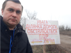 Андрэй Стрыжак падчас адной з назіральных місій ва Ўкраіне