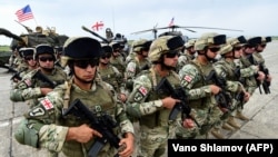 Грузинские военнослужащие принимают участие в совместных многонациональных военных учениях «Noble Partner 2018» в учебном центре Вазиани под Тбилиси, 1 августа 2018 года