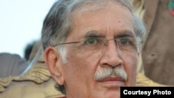 Pakistan -- Parviz Khattak, chief minister of Khyber Pokhtunkhua province, Peshawar, undated.