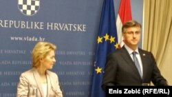 Premijer Hrvatske Andrej Plenković i izabrana predsjednica Europske komisije Ursula von der Leyen tokom novinske konferencije