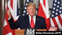 U.S. President Donald Trump speaks during a joint press conference with British Prime Minister at the Foreign and Commonwealth Office (FCO) in central London, June 4, 2019