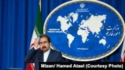 IRAN -- Iranian foreign ministry spokesman, Bahram Ghasemi speaks during a press conference on May 21, 2018, in Tehran.