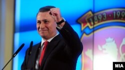 VMRO-DPMNE party chief Nikola Gruevski after preliminary results of the parliamentary elections were announced.