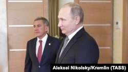 Президенты Татарстана и России Рустам Минниханов и Владимир Путин