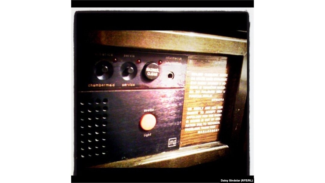 A radio in Sarajevo's Holiday Inn, the main base for journalists who were covering the war