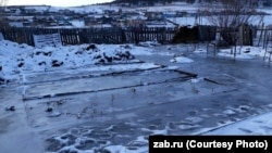 Зимнее наводнение в Забайкалье