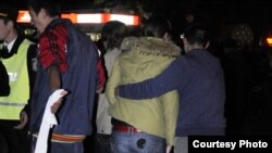 Shaken concertgoers after the explosion ripped through the outdoor event in Chisinau on October 14