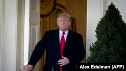 U.S. President Donald Trump exits the Oval Office prior to speaking about the government shutdown on January 25, 2019, from the Rose Garden of the White House in Washington, DC. 