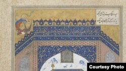 "Feridun Strikes Zahak With The Ox-Headed Mace," watercolor on paper, Tabriz, Iran, circa 1525, from Firdawsi's "Shahnameh"