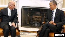 Ауғанстан президенті Ашраф Ғани (сол жақта) мен АҚШ президенті Барак Обама. Вашингтон, 24 наурыз 2015 жыл.