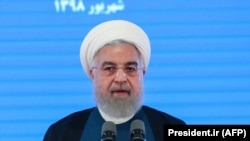 Iranian President Hassan Rohani speaks during a ceremony in the capital Tehran, August 27, 2019