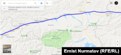 Примерный маршрут газопровода через территорию Кыргызстаа.