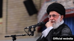 Iran's Supreme Leader Ali Khamenei addressing a gathering in Tehran on Wednesday, October 9, 2019