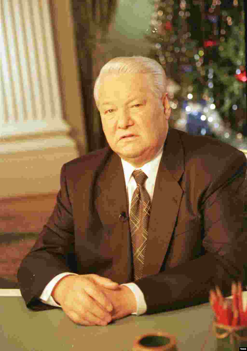 President Boris Yeltsin announces his resignation on December 31, 1999 (TASS) - Russia – Politics – President Boris Yeltsin announces his resignation, 31Dec1999. Source: ITAR-TASS.
