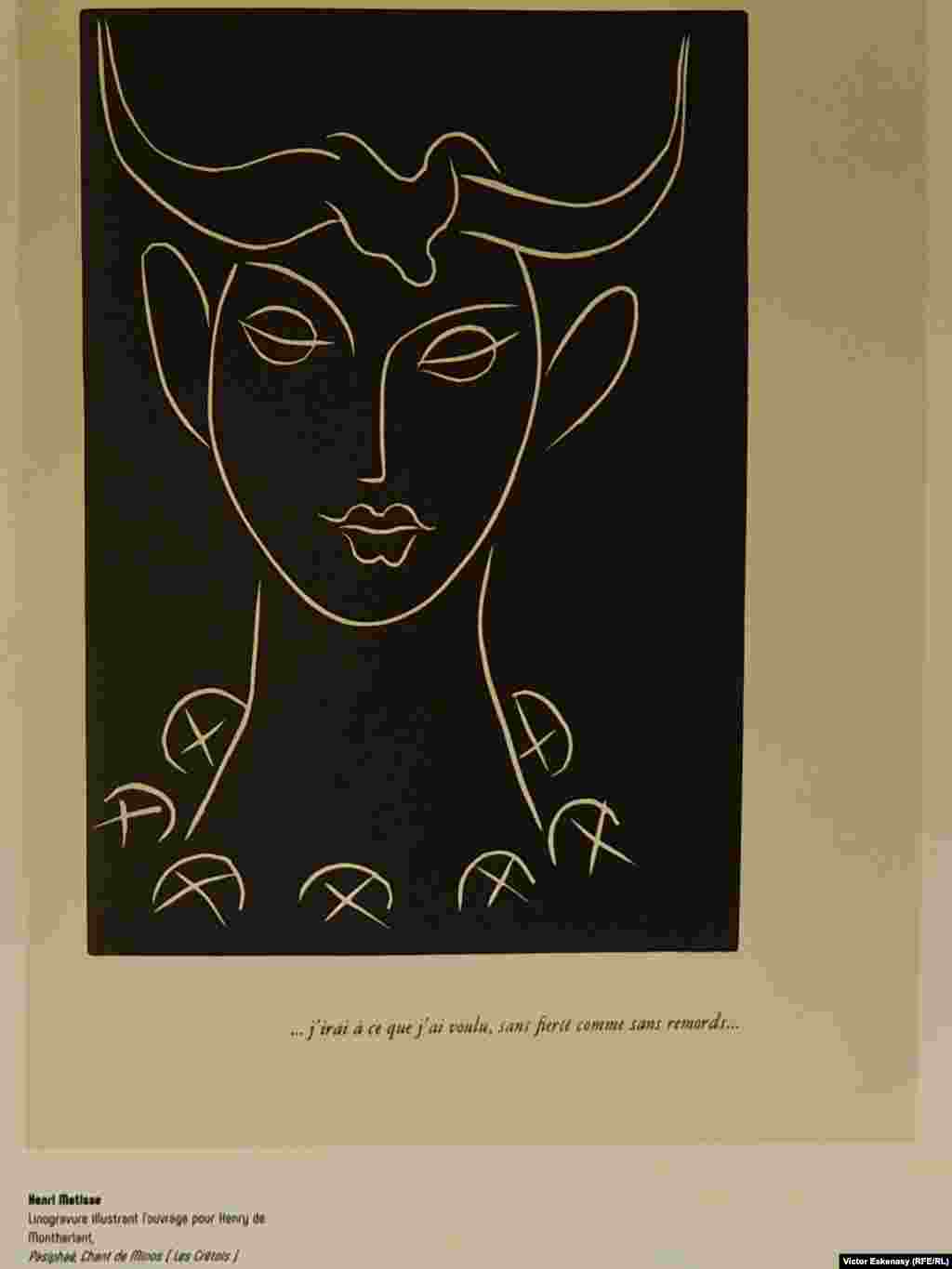 Montherlant, &bdquo;Pasiphaé&rdquo;, pagină de ilustrație Matisse.