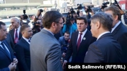 Aleksandar Vučić i Ćamil Duraković, te Bakir Izetbegovi, Denis Zvizdić i Milorad Dodik u Srebrenici 11. juli 2015