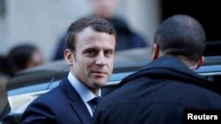 France - Emmanuel Macron, head of the political movement En Marche !, or Onwards !, and candidate for the 2017 presidential election, leaves his home in Paris, France, May 2, 2017.