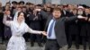 Chechen leader Ramzan Kadyrov took a local dancer for a twirl at Grozny Airport in March 2007 when he arrived to greet a Tu-134 jet bringing passengers from Moscow on the first regularly scheduled civilian flight to land in Chechnya since 1998.